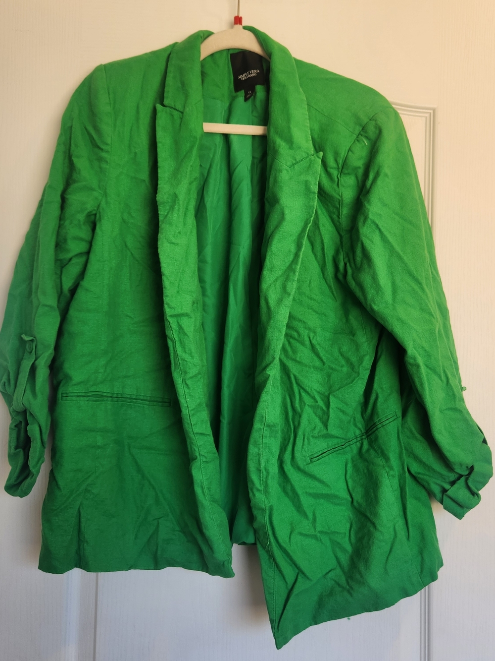 Simply Vera Vera Wang Bright Green Open-Front Blazer XL Euc